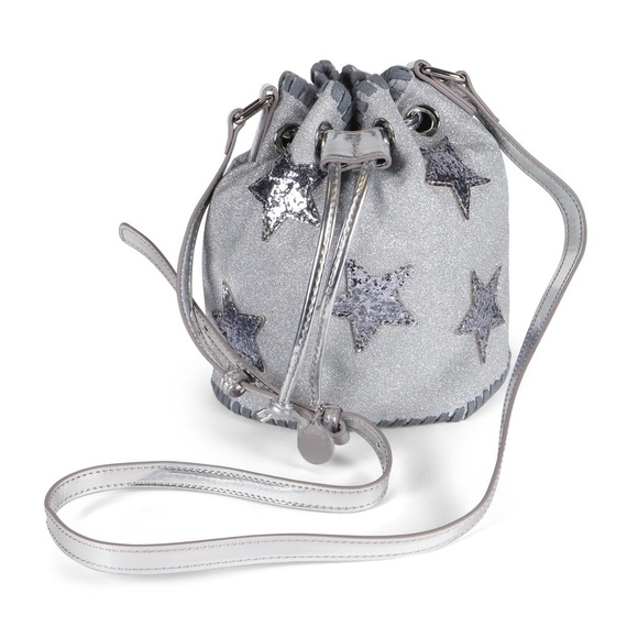 Stella Mccartney Star Glitter Bucket Bag In Storm Grey - Picture 1 of 12